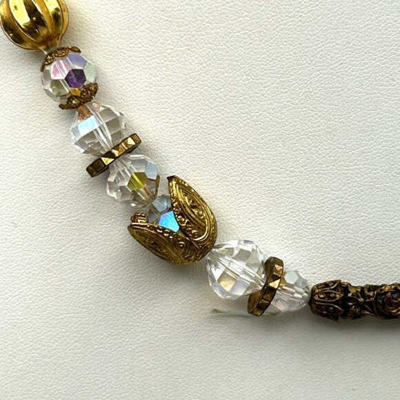 Vintage Czech Crystal Necklace Gold Tone Beads 14/20 GF Clasp 164 DRGM GES Mark - Picture 14 of 16